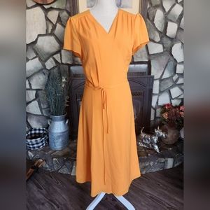 NWT Alex Marie Orange tie wrap lightweight midi dress size 16